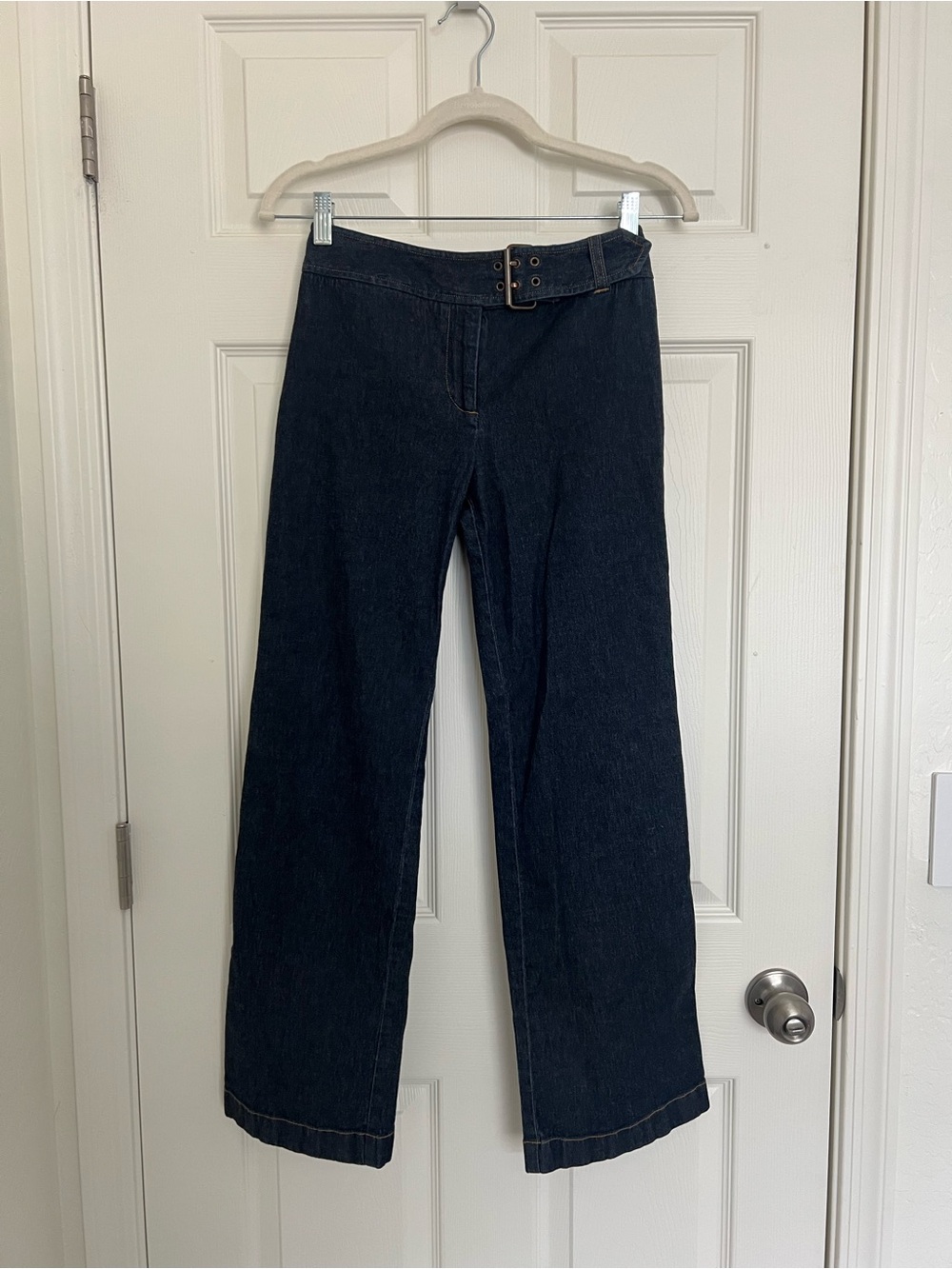 Vintage LOFT Dark Navy Wide-Leg Jeans with Waist Belt